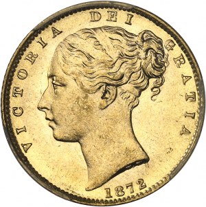 GREAT BRITAIN - UNITED KINGDOM Victoria (1837-1901). Sovereign, WW signature in relief, corner #108 1872, London.