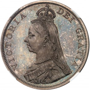 GRANDE-BRETAGNE - UNITED KINGDOM Victoria (1837-1901). Double florin (4 shillings), jubilé de la Reine, Flan bruni (PROOF) 1887, Londres.