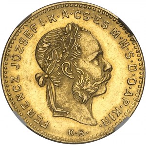 HONGRIE - HUNGARY François-Joseph Ier (1848-1916). 10 francs / 4 forint 1882, KB, Kremnitz (Körmöcbánya).