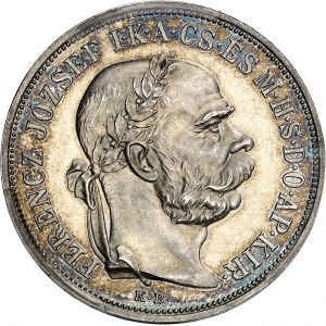 HONGRIE - HUNGARY François-Joseph Ier (1848-1916). 5 korona, Flan bruni (PROOF) 1900, KB, Kremnitz (Körmöcbánya).
