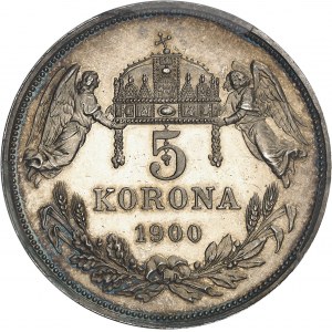 HONGRIE - HUNGARY François-Joseph Ier (1848-1916). 5 korona, Flan bruni (PROOF) 1900, KB, Kremnitz (Körmöcbánya).