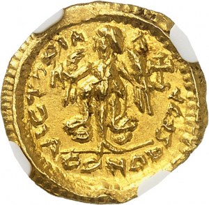 ITALIEN - ITALY Ostgoten, Athalarich, Theodatus oder Vitigès (526-540). Tremissis im Namen von Justinian I. ND (c.540), Rom?