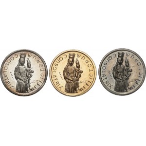 LUXEMBOURG - LUXEMBOURG Jean (1964-2000). Série de trois essais au module de 40 francs Or, tricentenaire de la désignation comme patronne de Luxembourg de la Vierge consolatrice des Affligés, par N. Julien Lefèvre, en cupro-nickel, argent et Or 1966, Brux