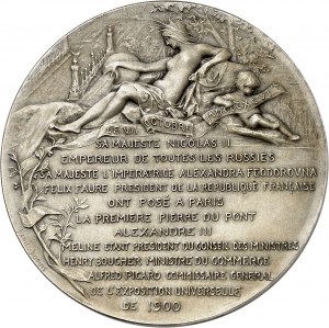 RUSSIA - RUSSIA Nicolas II (1894-1917). Medal, laying the foundation stone of the Alexandre III bridge in Paris, by J.-B. Daniel-Dupuis 1896, Paris.