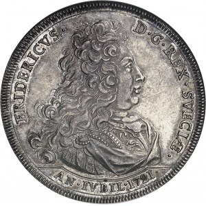 SUÈDE - SWEDEN Frédéric Ier (1720-1751). Riksdaler, sans signature, bicentenaire de la Guerre suédoise de libération menée par Gustave Ier Vasa 1721 LC, Stockholm.