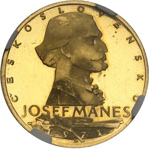 TCHÉCOSLOVAQUIE - CZECHOSLOVAKIA République socialiste tchécoslovaque (1948-1990). Médaille au module du ducat, Josef Manes, Flan bruni (PROOF) 1971, Kremnitz.