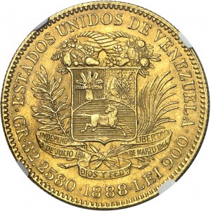 VENEZUELA - VENEZUELA Venezuela (République bolivarienne du) (depuis 1811). 100 bolivares 1888, Caracas.