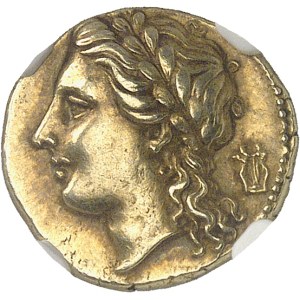 Sicile, Syracuse, Agathoclès (317-289 av. J.-C.). 25 litrai d’électrum ND (310-305 av. J.-C.), Syracuse.