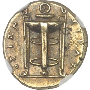 Sicile, Syracuse, Agathoclès (317-289 av. J.-C.). 25 litrai d’électrum ND (310-305 av. J.-C.), Syracuse.