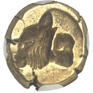 Éolide, Lesbos (île de). Hecté d’électrum à la tête de lion ND (500-495 av. J.-C.), Mytilène.