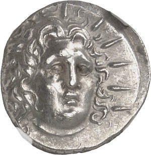 Caria, Rhodes. Drachma with blooming rose, Attic standard, in the name of magistrate Aineas ND (84-30 B.C.), Rhodes.