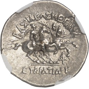 Royaume de Bactriane, Eucratide I (171-135 av. J.-C.). Drachme ND.