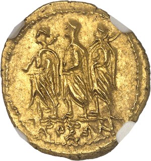 Dacia, Burébista (82-42 B.C.). Koson-type gold statere, without monogram (group III) ND (c.55-44 B.C.).