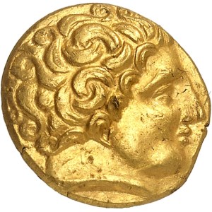Premières imitations celtiques. Hémistatère lourd, de type XI[ΠΠΛ] ND (IIIe s. av. J.-C.).