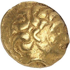 Normandie (groupe de Normandie). Quart de statère aux deux lyres ND (220-150 av. J.-C.).