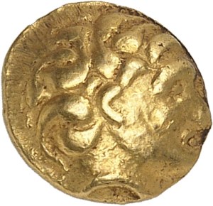 Normandy (Normandy group). Quarter statère with two ND lyres (220-150 B.C.).