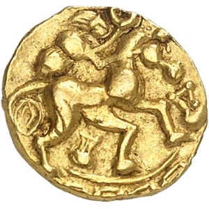 Normandie (groupe de Normandie). Quart de statère aux deux lyres ND (220-150 av. J.-C.).