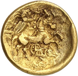 Normandy (Normandy group). Quarter statère with sea monster, Class II/2 ND (220-150 B.C.).
