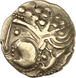 Aulerques Eburovices. Hemistatera with wild boar, var. 4 ND (early 1st century B.C. to the Gallic War).