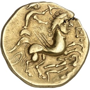 Aulerques Cénomans. Statère d’or, classe I au personnage aux deux ailes ND (150-100 av. J.-C.).