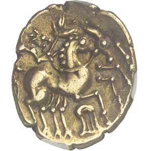 Carnutes. Statère à la lyre inversée, classe II à la joue ornée ND (200-100 av. J.-C.).