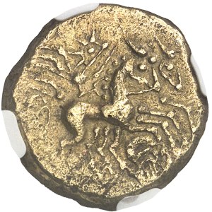 Carnutes. Statère à la lyre, en électrum, classe III à la joue lisse ND (150-80 av. J.-C.).