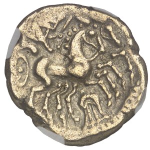 Carnutes. Statère à la lyre, en électrum, classe III à la joue lisse ND (150-80 av. J.-C.).