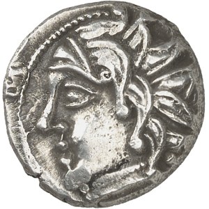 Bituriges Cubes. Drachme, type au loup et au cheval, classe II var. 1 ND (fin du IIe - début du Ier siècle avant J.-C.).