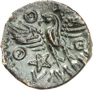 Bituriges Cubes. VANDIINOS bronze with ND eagle (mid 1st century B.C. Gallic War).