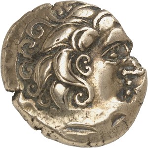 Lemovices. Electrum statere with crane and trefoil, bust right ND (120-70 BC).