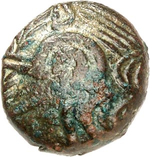 Aedui. Bronze, imitation of the Suession anchor statère, Siauges-Saint-Romain ND type (2nd half of 1st c. BC).