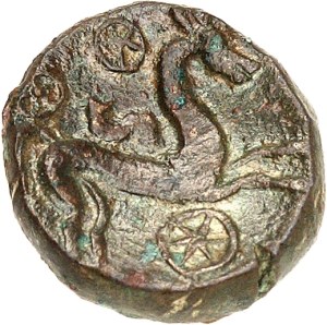Aedui. Bronze, imitation of the Suession anchor statère, Siauges-Saint-Romain ND type (2nd half of 1st c. BC).
