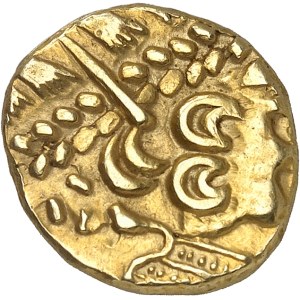Ambiens / Belgium. Statère à la tête d'indien stylisée, et revers de la série uniface ND (première moitié du Ier siècle avant J.-C.).