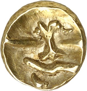 Ambiens or Morins. Quarter statère with tree and broken line ND (late 2nd - 1st century B.C.).