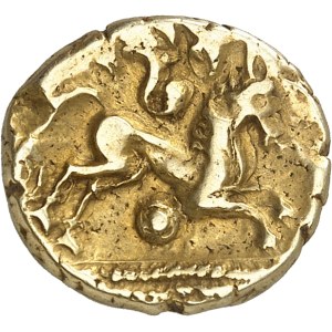 Grande-Bretagne, Catuvellauni et Trinovantes. Statère biface, type de Whaddon Chase ND (55-45 av. J.-C.).