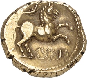 Great Britain, Catuvellauni and Trinovantes, Cunobelinos (c.10-43). Gold statere, classical ND style, Camulodunum (Colchester).