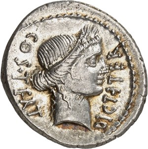 Julius Caesar (60-44 BC). Denarius ND (46 BC), Utica ?