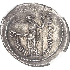 L. Flaminius Chilo. Denier à l’effigie du divin Jules César ND (43 av. J.-C.), Rome.