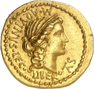 Caius Cassius Longinus. Aureus with M. Aquinus ND (43-42 BC), Asia Minor itinerant workshop, Smyrna ?