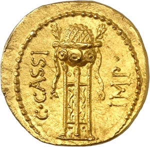 Caius Cassius Longinus. Aureus with M. Aquinus ND (43-42 BC), Asia Minor itinerant workshop, Smyrna ?