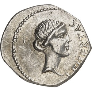 Junia, Q. Caepio Brutus (Marcus Junius Brutus Cæpio). Denier ND (printemps-été 42 av. J.-C.), Atelier itinérant.
