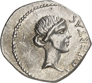 Junia, Q. Caepio Brutus (Marcus Junius Brutus Cæpio). Denarius ND (spring-summer 42 BC), travelling workshop.