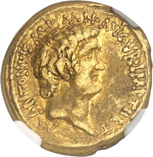 Mark Antony and Octavia. Aureus ND (38-37 BC), Athens ?