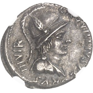 Auguste (27 av. J.-C. - 14 ap. J.-C.). Denier au nom de L. Aquilius Florus ND (19 av. J.-C.), Rome.