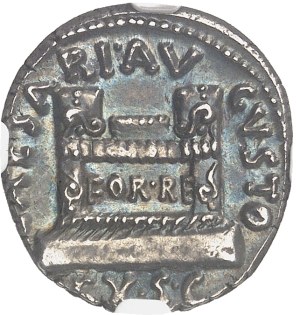 Augustus (27 BC - 14 AD). Denarius with Q. Rustius ND (19 B.C.), Rome.