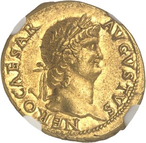 Nero (54-68). Aureus, restoration of the Temple of Vesta after the great ND fire (64-68), Rome.