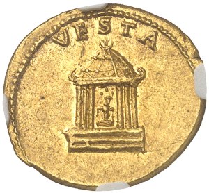 Nero (54-68). Aureus, restoration of the Temple of Vesta after the great ND fire (64-68), Rome.