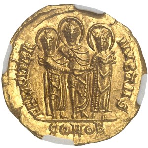 Valentinien III (425-455). Solidus pour le mariage de Valentinien III avec Licinia ND (hiver 437-438), Thessalonique.