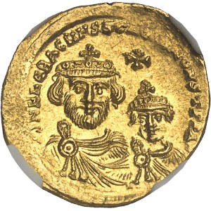 Héraclius et Héraclius Constantin (613-641). Solidus 2e type ND (613-616), Constantinople, 10e officine.
