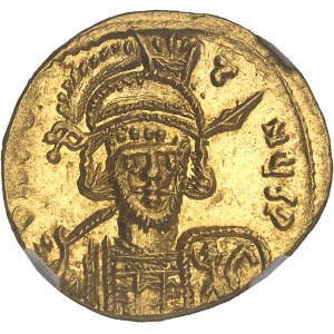 Constantin IV (668-685). Solidus, avec Héraclius et Tibère, 3e type ND (674-680), Constantinople, 1ère officine.